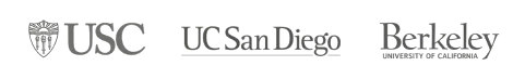University of Southern California, UC San Diego, and UC Berkeley logos